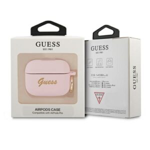 Guess GUAPSSSI AirPods Pro dėklas rožinės spalvos Silicone Vintage Script - Image 3