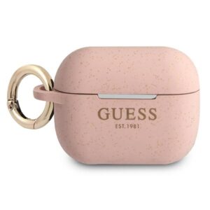Guess GUAPSGGEP AirPods Pro dėklas rožinės spalvos Silicone Glitter