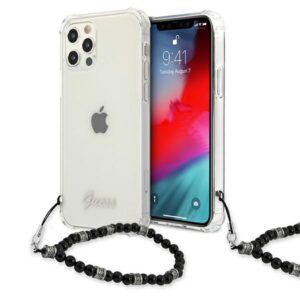 Guess GUHCP12MKPSBK Apple iPhone 12/12 Pro 6,1" skaidrus kietas dėklas juodos spalvos Pearl - Image 1
