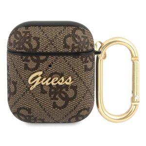 Guess GUA24GSMW AirPods dėklas rudos spalvos 4G Script Metal Collection - Image 1
