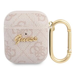 Guess GUA24GSMP AirPods dėklas rožinės spalvos 4G Script Metal Collection - Image 1