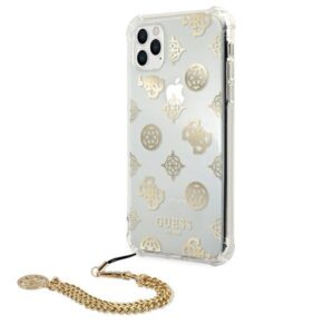 Guess GUHCN58KSPEGO Apple iPhone 11 Pro 5,8" gold kietas dėklas Peony Chain Collection - Image 2