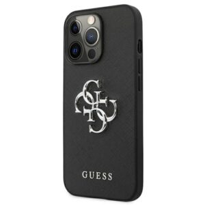 Guess GUHCP13LSA4GSBK Apple iPhone 13 Pro/ 13 6,1"juodos spalvos kietas dėklas Saffiano 4G Metal Logo - Image 2