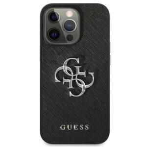 Guess GUHCP13LSA4GSBK Apple iPhone 13 Pro/ 13 6,1"juodos spalvos kietas dėklas Saffiano 4G Metal Logo - Image 3