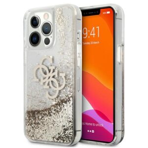 Guess GUHCP13XLG4GGO Apple iPhone 13 Pro Max 6,7" gold kietas dėklas 4G Big Liquid Glitter - Image 1