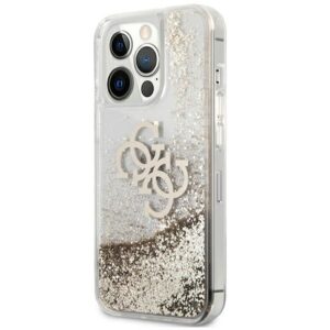 Guess GUHCP13XLG4GGO Apple iPhone 13 Pro Max 6,7" gold kietas dėklas 4G Big Liquid Glitter - Image 2