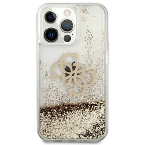 Guess GUHCP13XLG4GGO Apple iPhone 13 Pro Max 6,7" gold kietas dėklas 4G Big Liquid Glitter - Image 3