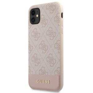 Guess GUHCN61G4GLPI Apple iPhone 11 6,1"/ Xr rožinės spalvos kietas dėklas 4G Stripe Collection - Image 2