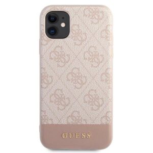 Guess GUHCN61G4GLPI Apple iPhone 11 6,1"/ Xr rožinės spalvos kietas dėklas 4G Stripe Collection - Image 3