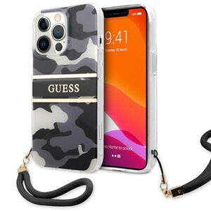 Guess GUHCP13XKCABBK Apple iPhone 13 Pro Max 6,7" juodos spalvos hardcase Camo Strap Collection