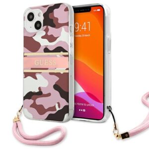 Guess GUHCP13SKCABPI Apple iPhone 13 mini 5,4" rožinės spalvos hardcase Camo Strap Collection