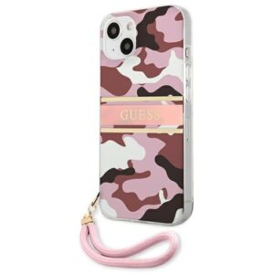 Guess GUHCP13SKCABPI Apple iPhone 13 mini 5,4" rožinės spalvos hardcase Camo Strap Collection - Image 2