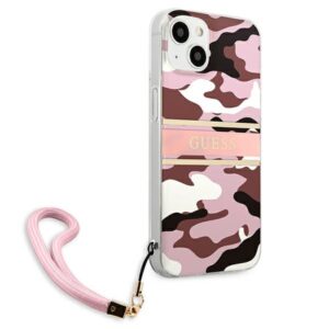Guess GUHCP13SKCABPI Apple iPhone 13 mini 5,4" rožinės spalvos hardcase Camo Strap Collection - Image 4