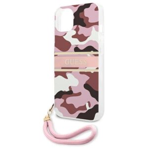 Guess GUHCP13SKCABPI Apple iPhone 13 mini 5,4" rožinės spalvos hardcase Camo Strap Collection - Image 6