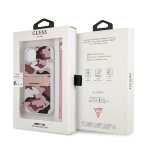 Guess GUHCP13SKCABPI Apple iPhone 13 mini 5,4" rožinės spalvos hardcase Camo Strap Collection - Image 8
