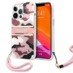 Guess GUHCP13LKCABPI Apple iPhone 13 Pro / 13 6,1" rožinės spalvos hardcase Camo Strap Collection