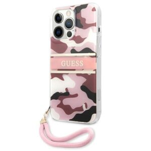 Guess GUHCP13LKCABPI Apple iPhone 13 Pro / 13 6,1" rožinės spalvos hardcase Camo Strap Collection - Image 2