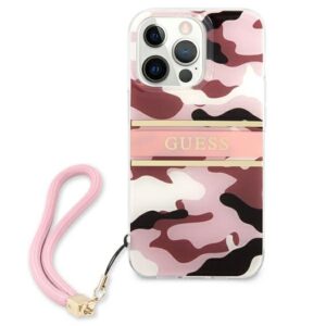 Guess GUHCP13LKCABPI Apple iPhone 13 Pro / 13 6,1" rožinės spalvos hardcase Camo Strap Collection - Image 3