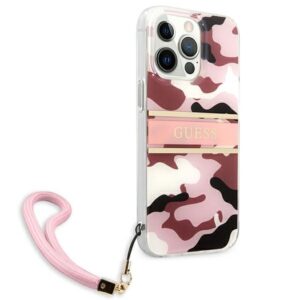 Guess GUHCP13LKCABPI Apple iPhone 13 Pro / 13 6,1" rožinės spalvos hardcase Camo Strap Collection - Image 4