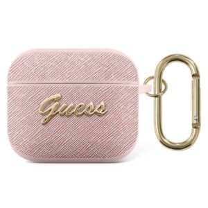 Guess GUA3SASMP AirPods 3 dėklas rožinės spalvos Saffiano Script Metal Collection - Image 1