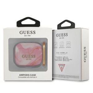 Guess GUA3UNMP AirPods 3 dėklas rožinės spalvos Marble Collection - Image 3