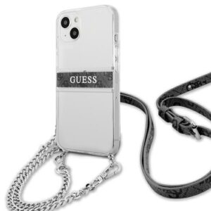 Guess GUHCP13SKC4GBSI Apple iPhone 13 mini 5,4" Transparent hardcase 4G Grey Strap Silver Chain - Image 2