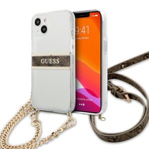 Guess GUHCP13SKC4GBGO Apple iPhone 13 mini 5,4" Transparent hardcase 4G rudos spalvos Strap Gold Chain