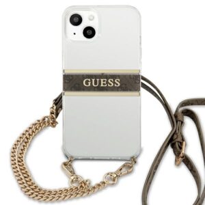 Guess GUHCP13SKC4GBGO Apple iPhone 13 mini 5,4" Transparent hardcase 4G rudos spalvos Strap Gold Chain - Image 3