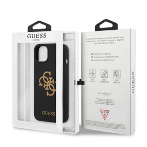 Guess GUHCP13SLS4GGBK Apple iPhone 13 mini 5,4" juodos spalvos kietas dėklas Silicone 4G Logo - Image 8