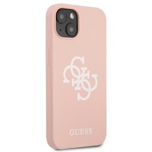 Guess GUHCP13SLS4GWPI Apple iPhone 13 mini 5,4" rožinės spalvos kietas dėklas Silicone 4G Logo - Image 4