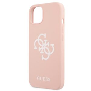 Guess GUHCP13SLS4GWPI Apple iPhone 13 mini 5,4" rožinės spalvos kietas dėklas Silicone 4G Logo - Image 6