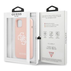 Guess GUHCP13SLS4GWPI Apple iPhone 13 mini 5,4" rožinės spalvos kietas dėklas Silicone 4G Logo - Image 8