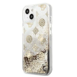 Guess GUHCP13SLGPEGO Apple iPhone 13 mini 5,4" gold kietas dėklas Peony Liquid Glitter - Image 2
