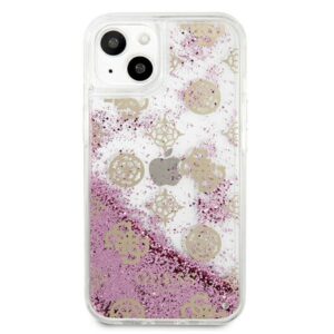 Guess GUHCP13SLGPEPI Apple iPhone 13 mini 5,4" rožinės spalvos kietas dėklas Peony Liquid Glitter - Image 3