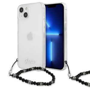 Guess GUHCP13MKPSBK Apple iPhone 13 / 14 /15 6,1" skaidrus kietas dėklas juodos spalvos Pearl