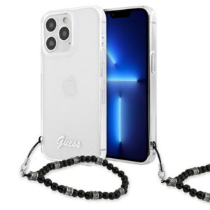 Guess GUHCP13LKPSBK Apple iPhone 13 Pro / 13 6,1" skaidrus kietas dėklas juodos spalvos Pearl
