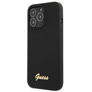 Guess GUHMP13LLSLMGBK Apple iPhone 13 Pro / 13 6,1" juodos spalvos kietas dėklas Silicone Script Gold Logo MagSafe - Image 3
