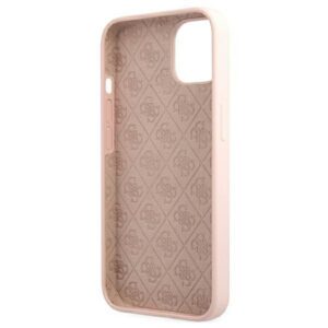 Guess GUHMP13MLSLMGLP Apple iPhone 13 / 14 /15 6,1" light rožinės spalvos kietas dėklas Silicone Script Gold Logo Magsaf - Image 6