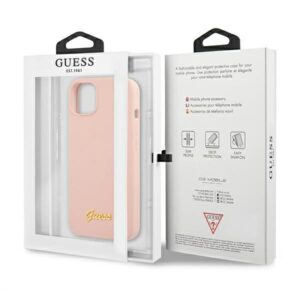 Guess GUHMP13MLSLMGLP Apple iPhone 13 / 14 /15 6,1" light rožinės spalvos kietas dėklas Silicone Script Gold Logo Magsaf - Image 7