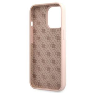 Guess GUHMP13XLSLMGLP Apple iPhone 13 Pro Max 6,7" light rožinės spalvos kietas dėklas Silicone Script Gold Log - Image 7