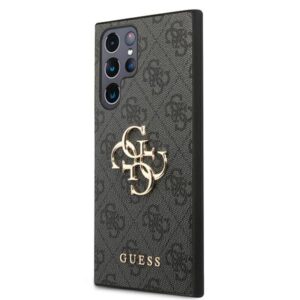 Guess GUHCS22L4GMGGR S908 S22 Ultra grey kietas dėklas 4G Big Metal Logo - Image 2