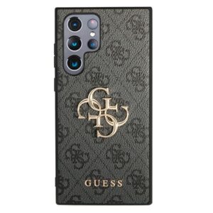 Guess GUHCS22L4GMGGR S908 S22 Ultra grey kietas dėklas 4G Big Metal Logo - Image 3