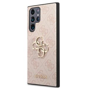 Guess GUHCS22L4GMGPI S906 S22 Ultra rožinės spalvos kietas dėklas 4G Big Metal Logo - Image 2