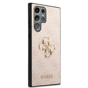 Guess GUHCS22L4GMGPI S906 S22 Ultra rožinės spalvos kietas dėklas 4G Big Metal Logo - Image 4