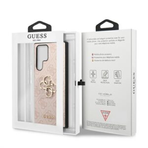 Guess GUHCS22L4GMGPI S906 S22 Ultra rožinės spalvos kietas dėklas 4G Big Metal Logo - Image 8