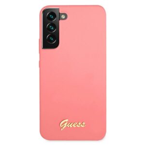Guess GUHCS22MLSLMGFU S22+ S906 fuchsia kietas dėklas Silicone Script Metal Logo - Image 3