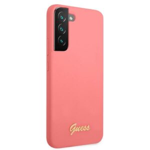 Guess GUHCS22MLSLMGFU S22+ S906 fuchsia kietas dėklas Silicone Script Metal Logo - Image 4