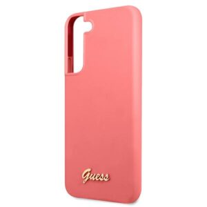 Guess GUHCS22MLSLMGFU S22+ S906 fuchsia kietas dėklas Silicone Script Metal Logo - Image 6