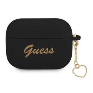 Guess GUAPLSCHSK AirPods Pro dėklas juodos spalvos Silicone Charm Heart Collection