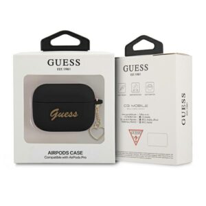 Guess GUAPLSCHSK AirPods Pro dėklas juodos spalvos Silicone Charm Heart Collection - Image 3